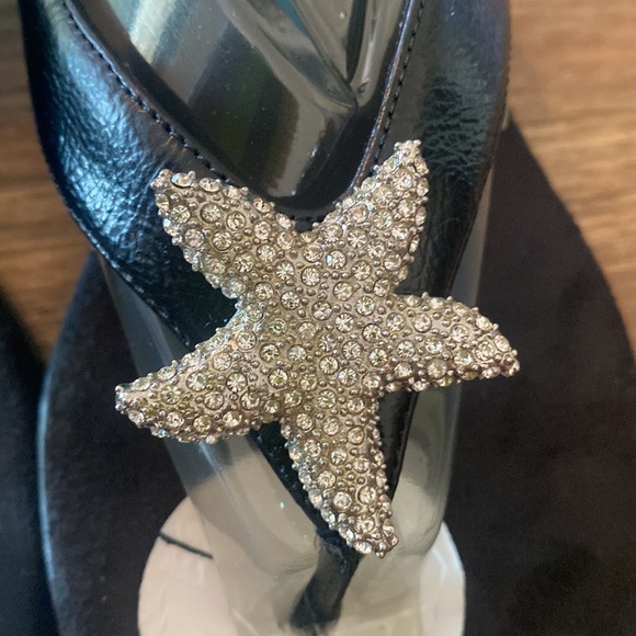 Retro NWT aerosoles arology starfish kitten heel black flip flop sandal 9.5 - Picture 2 of 4